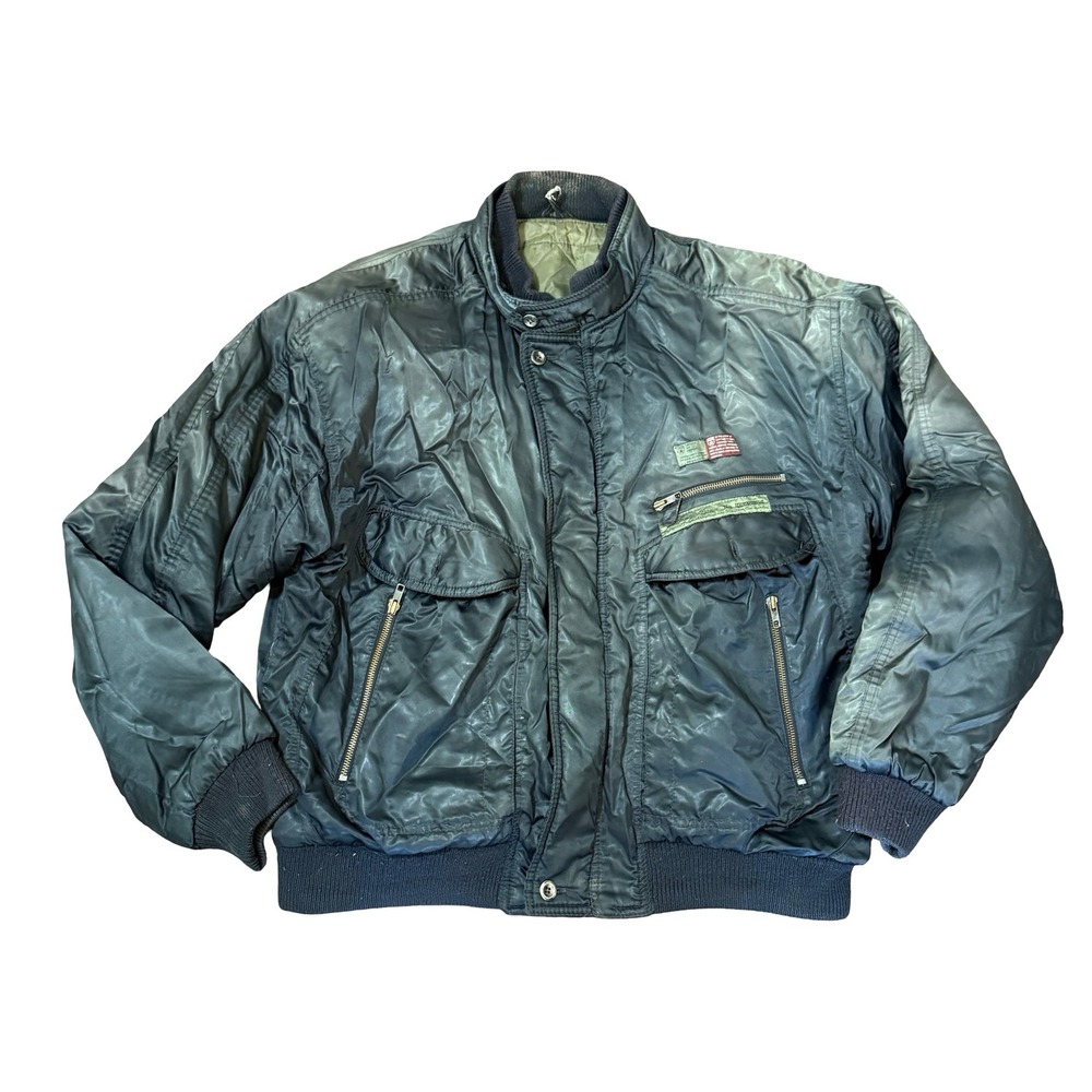 S.F.T.A.C. Bomber Jacket Mens XL Black Vintage Flight Pilot Military Style Air